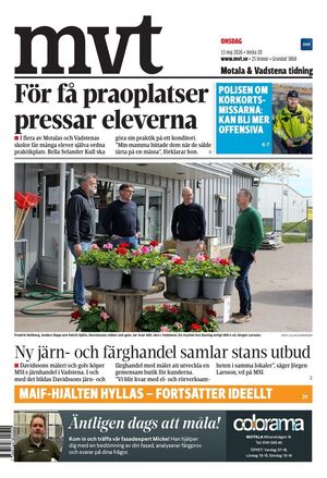 Förstasida Motala & Vadstena tidning