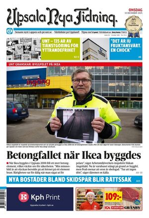 Förstasida Upsala Nya Tidning