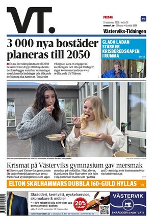 Förstasida Västerviks-Tidningen