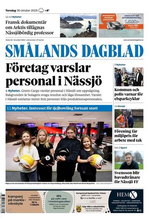 Förstasida Smålands Dagblad