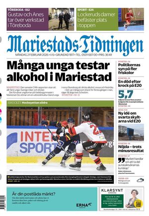 Förstasida Mariestads-Tidningen