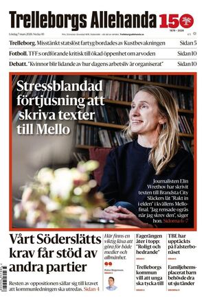 Förstasida Trelleborgs Allehanda