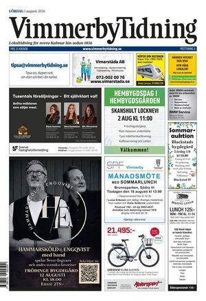 Förstasida Vimmerby Tidning