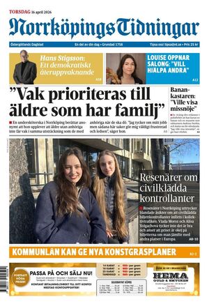 Förstasida Norrköpings Tidningar