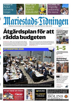 Förstasida Mariestads-Tidningen