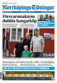 Förstasida Norrköpings Tidningar