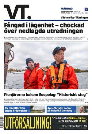 Förstasida Västerviks-Tidningen