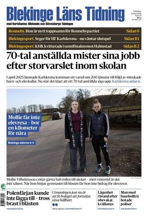 Förstasida Blekinge Läns Tidning