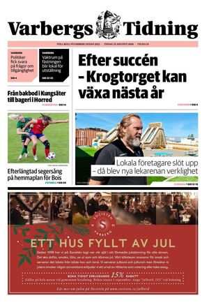 Förstasida Varbergs Tidning
