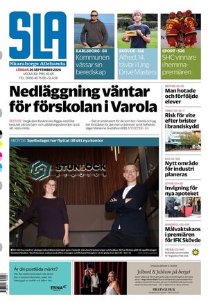 Förstasida Skaraborgs Allehanda