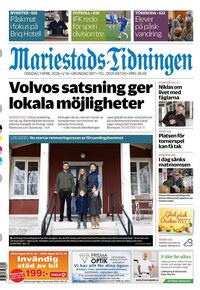Förstasida Mariestads-Tidningen