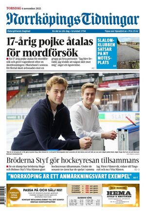 Förstasida Norrköpings Tidningar