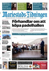 Förstasida Mariestads-Tidningen