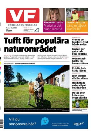 Förstasida Värmlands Folkblad
