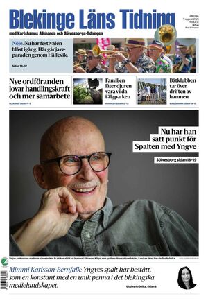 Förstasida Blekinge Läns Tidning