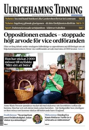 Förstasida Ulricehamns Tidning
