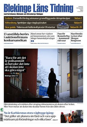 Förstasida Blekinge Läns Tidning