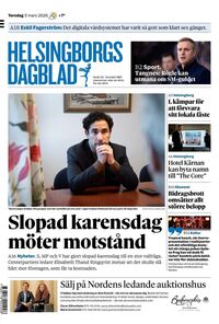 Förstasida Helsingborgs Dagblad
