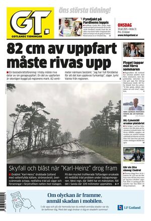 Förstasida Gotlands Tidningar