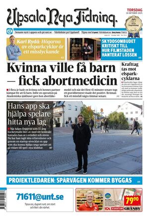 Förstasida Upsala Nya Tidning