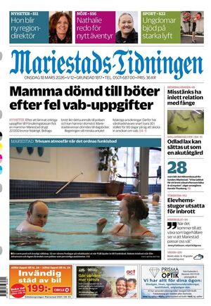 Förstasida Mariestads-Tidningen