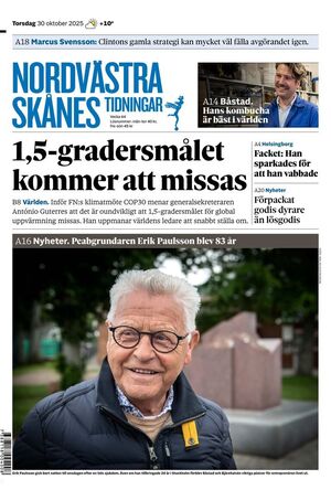 Förstasida Nordvästra Skånes Tidningar