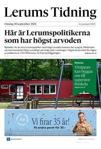 Förstasida Lerums Tidning