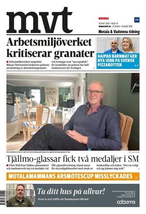 Förstasida Motala & Vadstena tidning