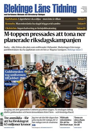 Förstasida Blekinge Läns Tidning