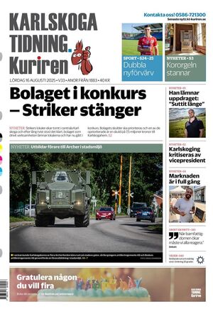 Förstasida Karlskoga Tidning-Kuriren