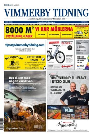 Förstasida Vimmerby Tidning