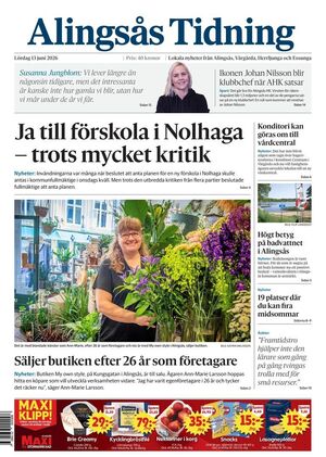 Förstasida Alingsås Tidning