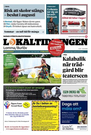 Förstasida Lokaltidningen Lomma/Burlöv