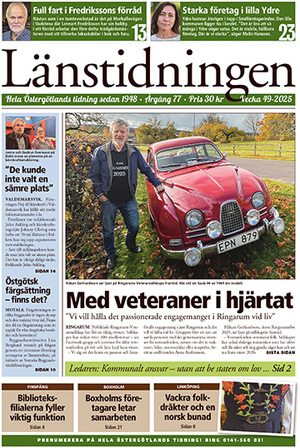 Förstasida Länstidningen Östergötland