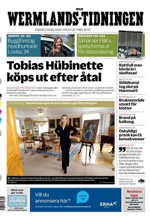 Förstasida Nya Wermlands-Tidningen