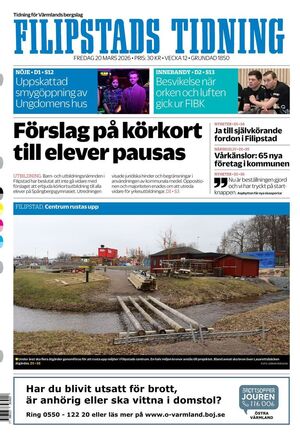 Förstasida Filipstads Tidning