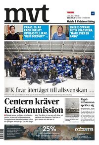 Förstasida Motala & Vadstena tidning