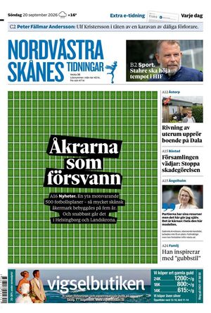 Förstasida Nordvästra Skånes Tidningar