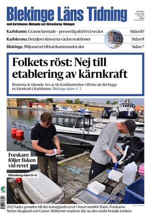 Förstasida Blekinge Läns Tidning