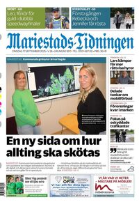 Förstasida Mariestads-Tidningen