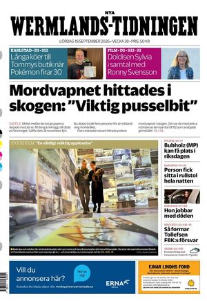 Förstasida Nya Wermlands-Tidningen