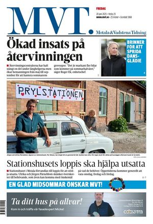 Förstasida Motala & Vadstena tidning