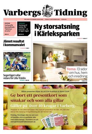 Förstasida Varbergs Tidning