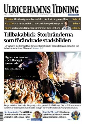 Förstasida Ulricehamns Tidning