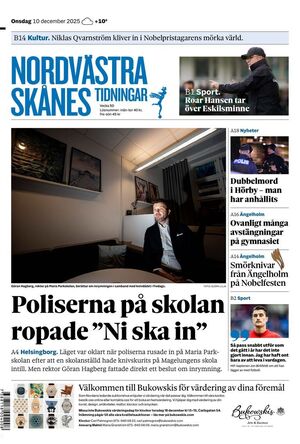 Förstasida Nordvästra Skånes Tidningar