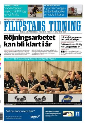 Förstasida Filipstads Tidning