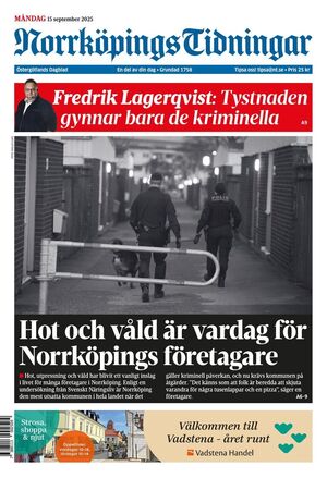 Förstasida Norrköpings Tidningar