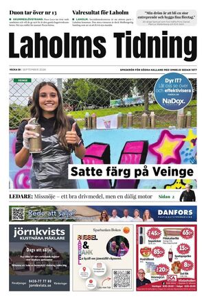 Förstasida Laholms Tidning