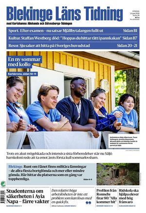 Förstasida Blekinge Läns Tidning