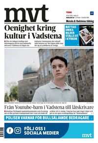 Förstasida Motala & Vadstena tidning